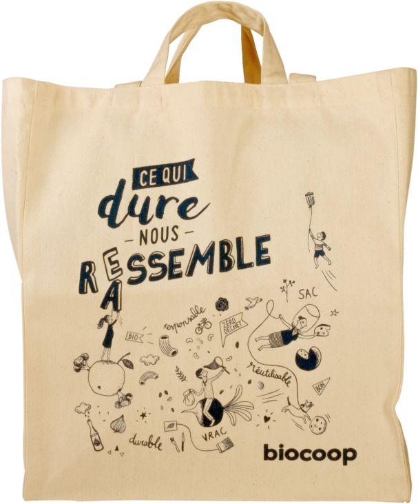 Avec 300 points fidélité : un Sac cabas biocoop coton bio Avec 300 points fidélité : un Sac cabas biocoop coton bio